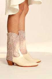 TENDER PINK EMBROIDERED WESTERN BOOTS SAHEBI - sustainably made MOMO NEW YORK sustainable clothing, boots slow fashion