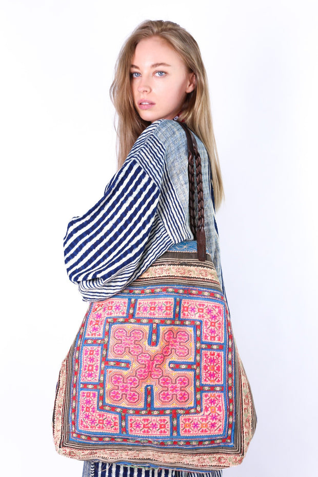 TRIBAL TOTE SHOPPER BILLIE JEAN - sustainably made MOMO NEW YORK sustainable clothing, samplesale1022 slow fashion