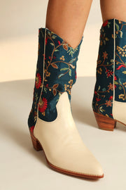 TURQUOISE WESTERN BOOTS BERNADETA - sustainably made MOMO NEW YORK sustainable clothing, boots slow fashion