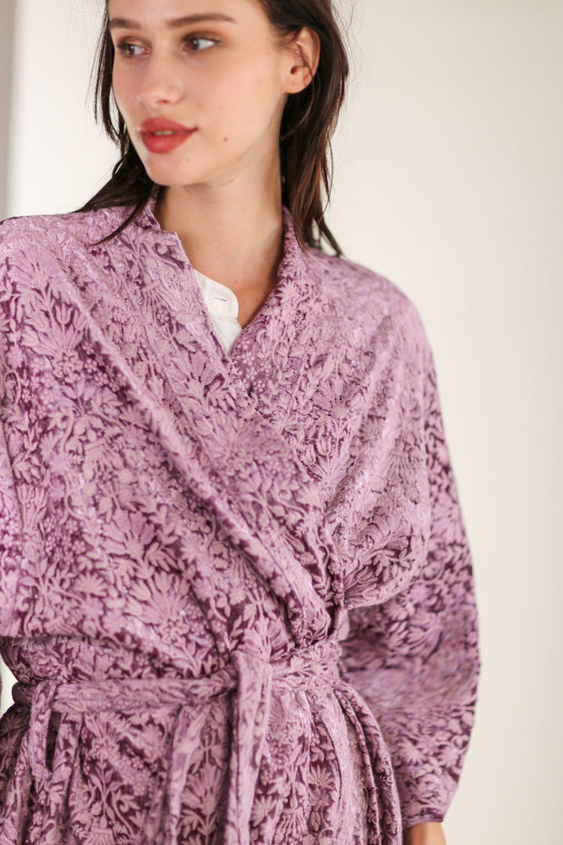 VELVET EMBROIDERED KIMONO GOYA - sustainably made MOMO NEW YORK sustainable clothing, Kimono slow fashion