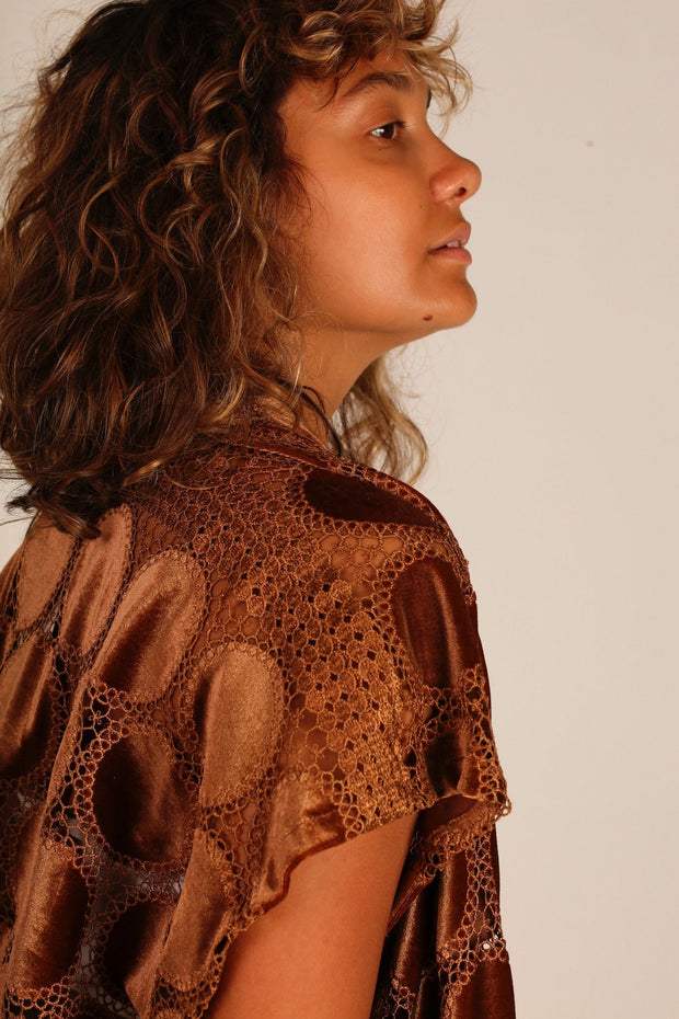 VELVET KIMONO MEENA - sustainably made MOMO NEW YORK sustainable clothing, kimono slow fashion