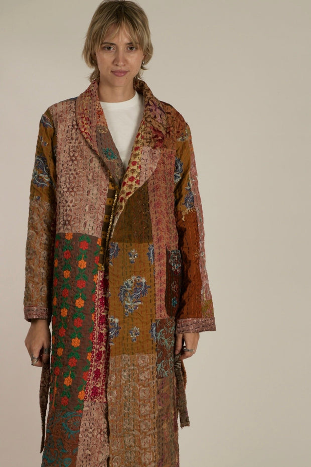 VICTORIA THALIA EMBROIDERE PATCHWORK KIMONO JACKET - sustainably made MOMO NEW YORK sustainable clothing, Jacket slow fashion