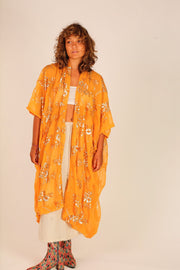 YELLOW ORANGE KIMONO LYSA - sustainably made MOMO NEW YORK sustainable clothing, Kimono slow fashion