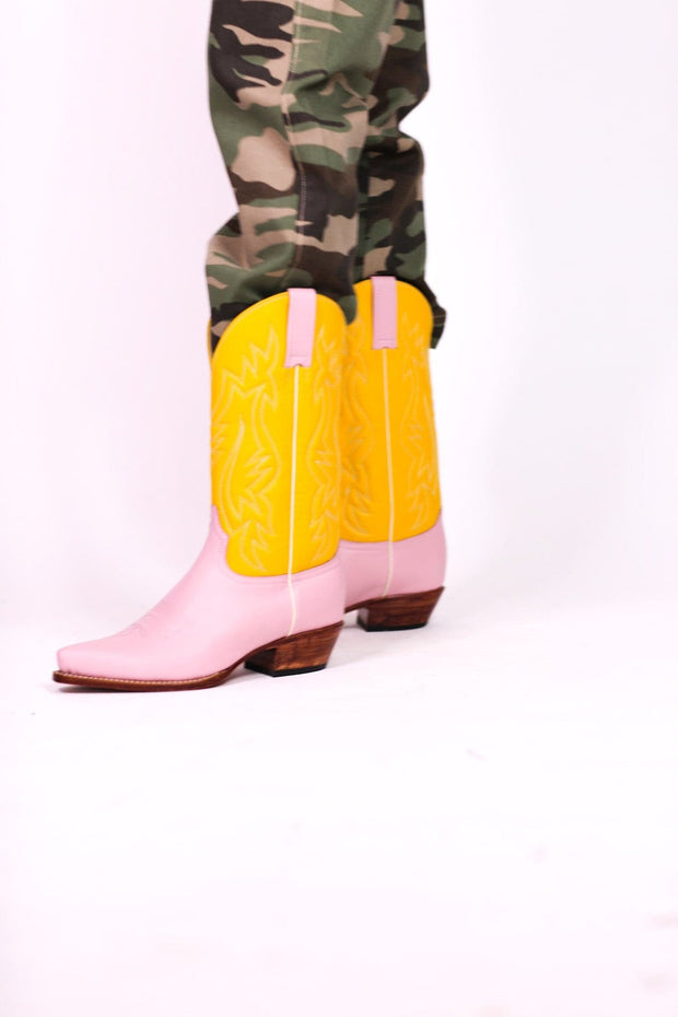 YELLOW PINK BOOTS MARJON - sustainably made MOMO NEW YORK sustainable clothing, boots slow fashion