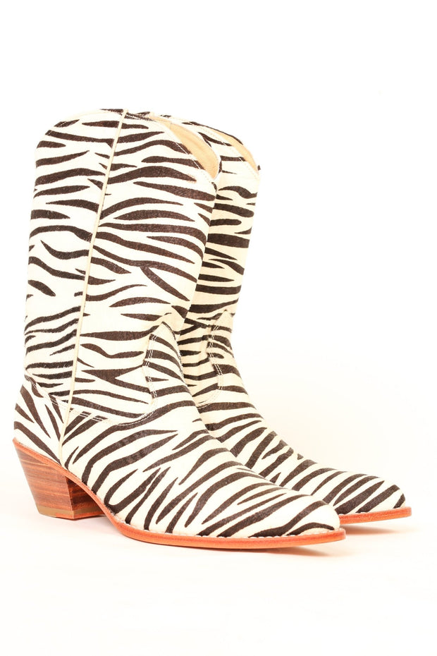 ZEBRA PRINT WESTERN BOOTS XENIAS - sustainably made MOMO NEW YORK sustainable clothing, boots slow fashion